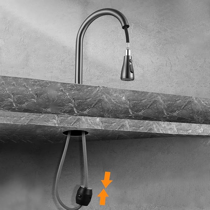 18.35oz(1.15lb) Pull Down Faucet Weight Ball, Kitchen Sink Pull Out Sprayer Gravity Ball Replacement Part, Universal Bathroom Basin Sink Stainless Steel & Braided Hose