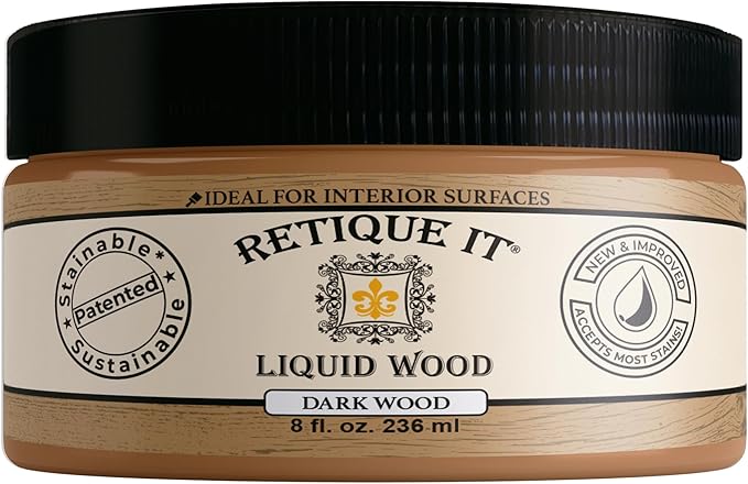 Retique It New and Improved Formula Liquid Wood Coatings - Stainable Primer - Paint It then Stain it (Dark Wood, Small)