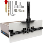 Cabinet Hardware Jig Tool - Adjustable Drill Template for Handles & Pulls on Drawers/Doors | All Aluminum Alloy with Center Punch & Carrying Bag