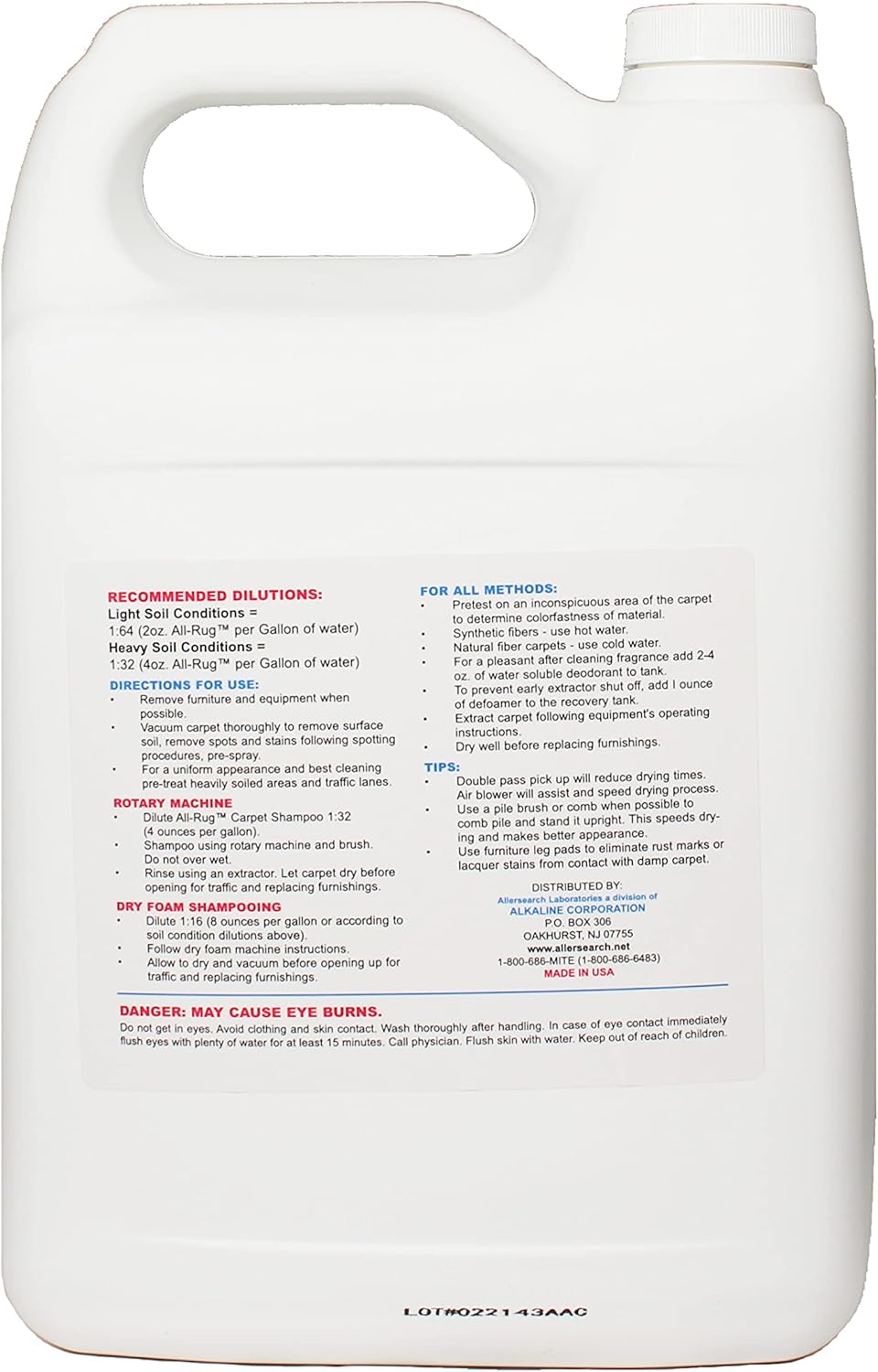 Allersearch All-Rug Anti-Allergen Concentrated Carpet Shampoo 1 Gallon (128 Oz)