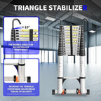 JADDUO 27.9FT Telescoping Ladder Aluminum Lightweight Extension Ladder with 2 Triangle Stabilizers Collapsible Attic & RV Travel Ladder for Home & Outdoor