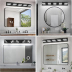 Modern LED Bathroom Lights Fixtures(5-Light),Metal Black Acrylic Wall Lighting,Vanity Lights for Bathroom Over Mirror(6000k 34In