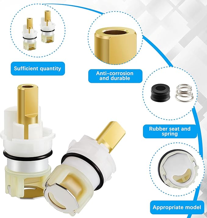 Honoson 4 Pack RP25513 Faucet Stem Replacement for Faucet Repair Kit with RP24096 Cartridge RP4993 Seat and Spring for Kitchen Home Cartridge Replacement