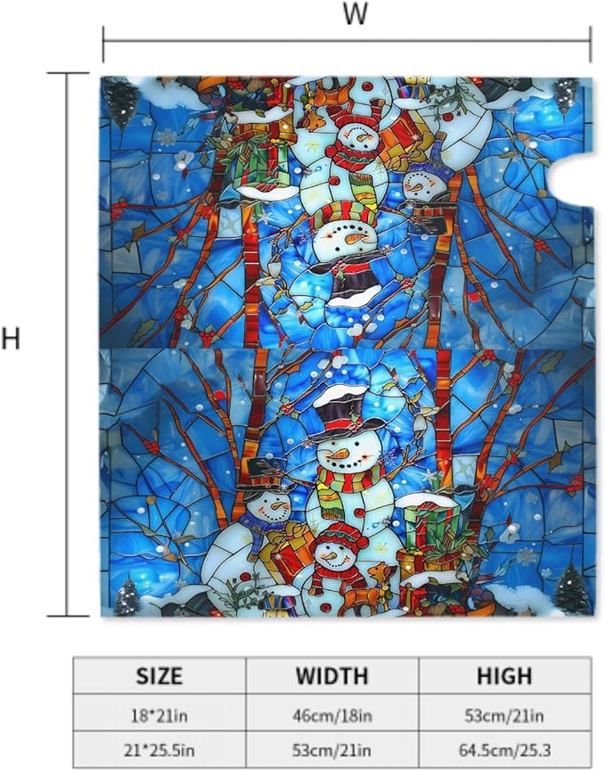 Winter Snowman Mailbox Cover - Christmas Stained Glass Holiday Wrap - Xmas Decorations Happy New Year - Magnetic Oversized 25.5 x 21