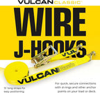 VULCAN Complete Axle Strap Tie Down Kit with Wire Hook Ratchet Straps - Classic Yellow - Includes (4) 22 Inch and (4) 36 Inch Axle Straps, and (4) 15' Wire J Hook Ratchet Straps