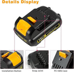 12V DCB120 2.0Ah Battery Replacement for DeWalt 12v Max Battery DCB120 DCB121 DCB123 DCB122 DCB124 DCB125 DCB127,Compatible with DeWalt 12V power Tools , Lightweight Lithium UL Certified (1-Pack)