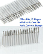 20 Pcs Carbide Burr Set 1/8" Shank Compatible with Dremel Bits Rotary Tools Attachment Kit Rasp Drill File Accessories Metal Wood Stone Steel Grinding Carving Cutting Polishing Solid Tungsten