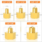 GASHER 10PCS Brass Reducer Pipe Fitting, Reducer Adapter Kit, 1/4 x 1/8, 3/8 x 1/8, 3/8 x 1/4, 1/2 x 1/4, 1/2 x 3/8