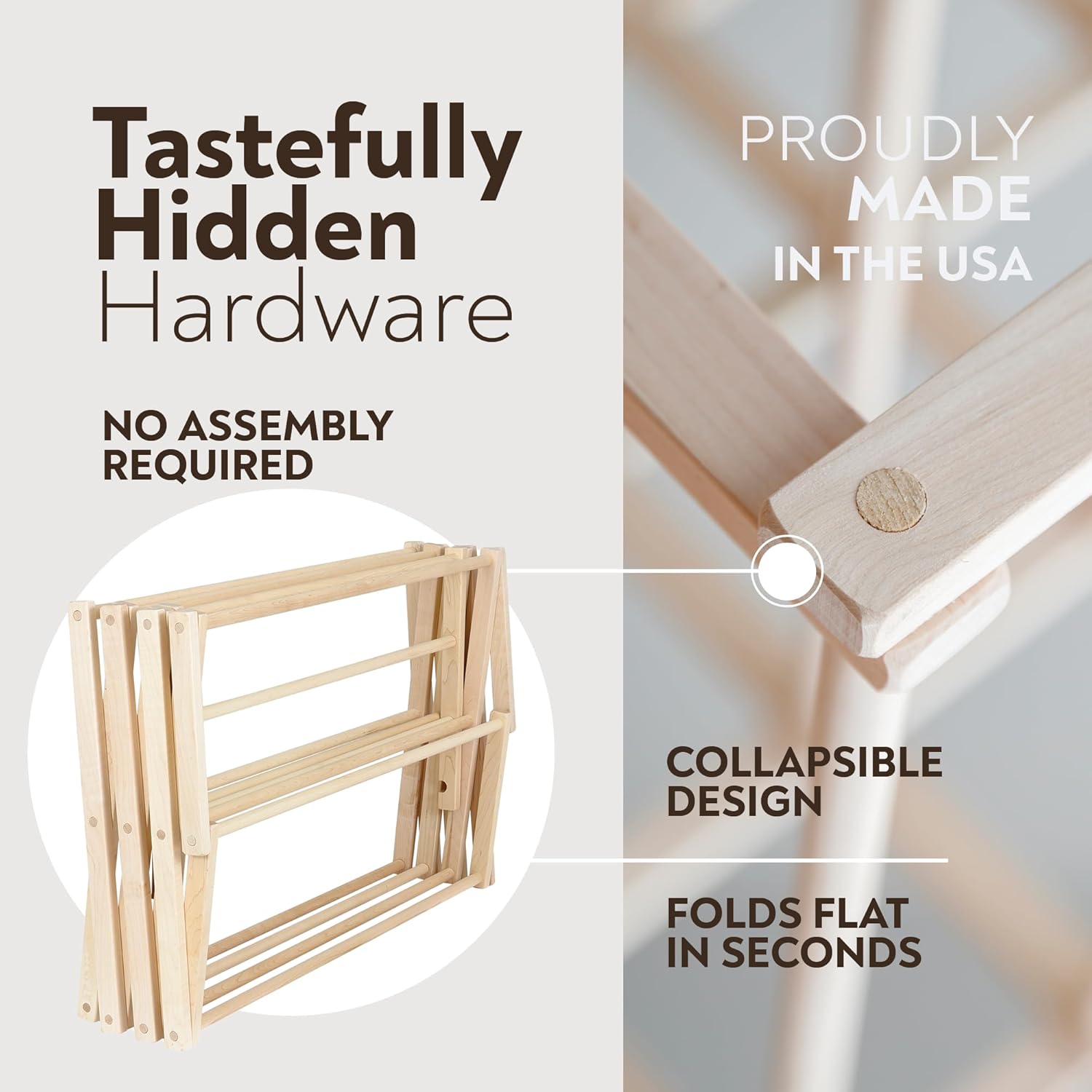 Pennsylvania Woodworks Clothes Drying Rack: Solid Maple Hardwood Laundry Rack for Bedding, Blankets, Towels & More, Heavy Duty, Folding Drying Rack Made in USA, No Assembly Needed, Extra Large