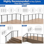 36" T304 Cable Railing Stair Post(Post 35"x2"x2"), 33° Drilled Railing Post with Cable Grommets Fit for 25-35° Stairway, Adjustable Top Mount Stainless Steel Black Finish Staircase Deck Post