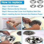 Drip Pan Electric Stove Burner Covers for Whirlpool W10278125, 4 Pack(2x6" and 2x8")