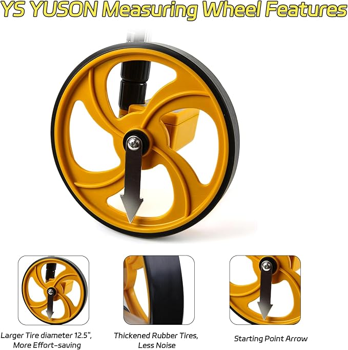 Rolling Measuring Wheel in Feet, One Key to Reset | Digital Gear Counter | Double Telescopic,Outdoor Measure Wheel with Mark Flags, Tape Measure and Canvas Carrying Bag, 6 Inch, Up to 9999Ft