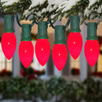 C9 Red Valentines Christmas Replacement Bulbs, 25 Pack C9 Incandescent Light Bulbs Ceramic Red Light Bulbs for Valentines Christmas String Lights, E17 Intermediate Base, 7 Watts