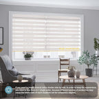 SmartWings Motorized Zebra Shades Work with HomeKit, Alexa, Google Home, 60% Blackout Light Filtering Day Night Sheer Blinds, Privacy Light Control, for Home/Office, Customized, Ivory
