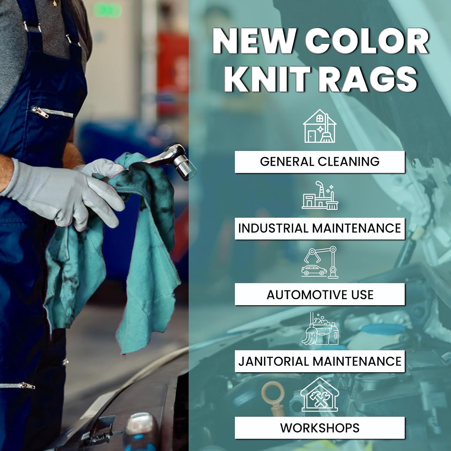 Premium Color Knit Cleaning Rags (24x25 lbs. Boxes Pallet) – Shop Rags Bulk for Workshops, Mechanics, Painters, and Home Use, Multipurpose Cotton T-Shirt Rags