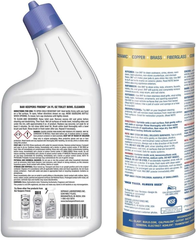Bar Keepers Friend Toilet Bowl & Powder All-Purpose Cleanser - 24oz/21oz - 2 ct