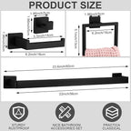 Gisafai 35 Pcs Bathroom Hardware Accessories Set 23.6 Inch Bath Towel Bar Kit Stainless Steel Bathroom Hardware Set Towel Racks Ring Hooks Paper Holder for Wall Mounted (Black)