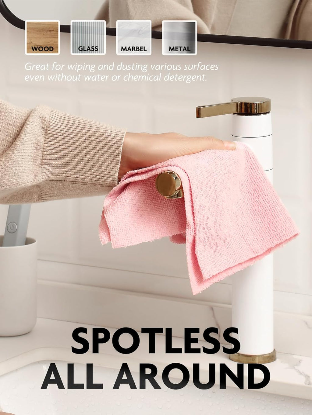 Fantasticlean Microfiber Cleaning Cloth Roll -30 Pack, Tear Away Microfiber Towels, 12" x 12", Reusable, Washable, Scratch Free, Ultra Absorbent Dishcloth for Car, Home Supplies, Pet, Kitchen (Pink)