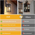 PARTPHONER Dusk to Dawn Outdoor Light Fixtures, 2-Pack Sensor Porch Lights, Waterproof Exterior Wall Sconce Lighting Lamp, Waterproof Wall Lantern for House, Doorway, Garage (Oil Rubbed Bronze)