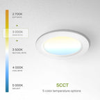 ASD LED Recessed Lighting 6 Inch, Round Commercial Downlight, Mini Panel with Baffle Trim, 6" 15W 120-277V CCT Selectable 2700/3000/3500/4000/5000K, Dimmable Ceiling Light Fixture, White, ETL