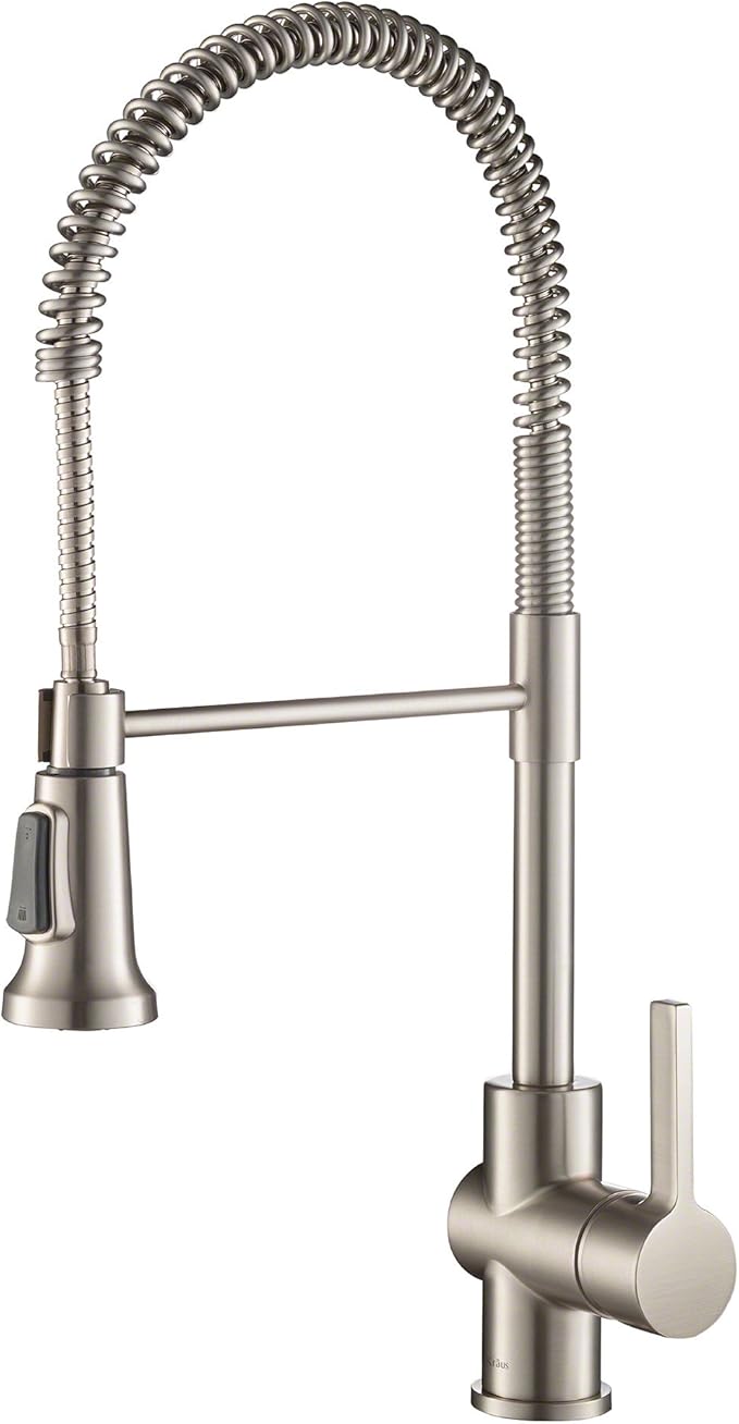 KRAUS Britt Commercial Style Spot Free Stainless Steel Pre-Rinse Kitchen Faucet with Deck Plate, KPF-1690SFS