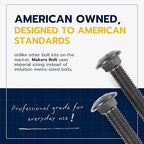 1/2 in. x 3 in. Black Carriage Bolt Kit Includes 12 Bolts, 12 Washers, and 12 Nuts, Ceramic Black Ruspert Coated for Exterior Use - 2X Rust Resistance of Galvanized by Makers Bolt