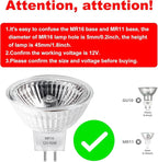 MR16 Halogen Bulbs 2 Pin, 12V 50W 12 Packs Halogen Light Bulbs Gu5.3 Base Dimmable with Clear Glass Cover, 2700K Warm White for Landscape Lights, Track Lights, Fiber Optics, Desk Lamps