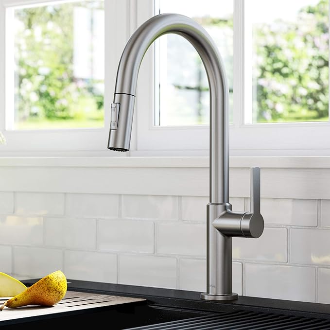 KRAUS Oletto Single Handle Pull Down Kitchen Faucet in Spot Free Stainless Steel, KPF-2820SFS