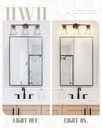 Bathroom Vanity Light Fixture, HWH 3-Light Farmhouse Vanity Lights Over Mirror Bathroom Lighting Fixtures with Clear Striped Glass Shade, Oil-Rubbed Bronze Finish, 5HZG97B-3W ORB