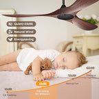 60 Inch Ceiling Fan Without Lights, Walnut Finish | Outdoor Ceiling Fan with Remote, 6-Speed Adjustable Reversible DC Motor for Patio & Living Room