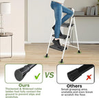 3 Step Ladder, Folding Step Stool 500 Lbs Capacity for Adults & Kids, Heavy Duty Steel Sturdy Step Ladder with Non Slip Wide Pedals, Space Saving Step Stool for Home Kitchen Office, White