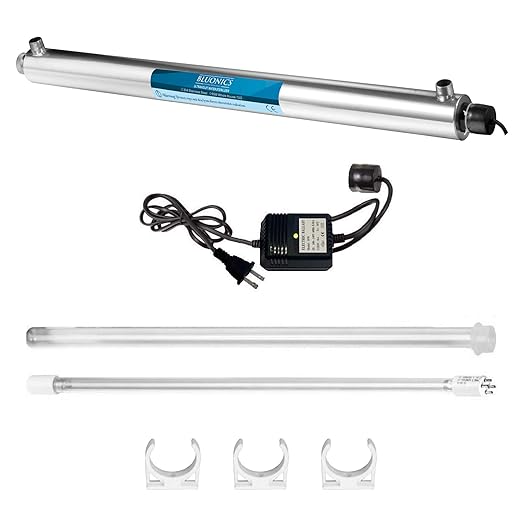 Bluonics Powerful Whole House & Well Water System 55W UV Ultraviolet w/Sediment & CTO Carbon with Solid Blue Housing 2.5"x20" Ideal for Residential and Commercial Use with City/Municipal or Well Water