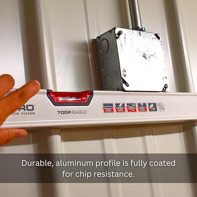 Kapro - 705 Eagle Box Level - OPTIVISION & Plumb Site - Features 2% Gradient, Acrylic Vials, and Wall-Grip - For Masonry and Concrete Jobs - VPA Tested - 72 Inch