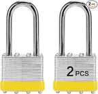Padlocks with Same Key, LQYN 2 Pcs Laminated Keyed Padlock (1-9/16", 40mm), Keyed Alike Locks, Long Shackle, for Storage Locker, Hasp Latch, Toolbox, Sheds