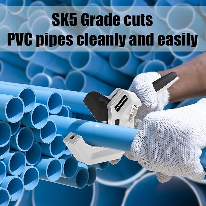 PVC Pipe Cutter for Sch 40 PVC Up to 2-1/2"Pipe Ratchet Pipe Cutter Pex Cutting Tool for Cutting PEX, PVC, PPR Plastic Hoses and Plumbing Pipe(Silver Gray, 64MM)