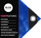 PROTARP Extreme Heavy Duty 22 Mil Tarp Cover, Waterproof, UV Resistant, Rip and Tear Proof, Poly Tarpaulin with Reinforced Edges for Roof, Camping, Patio, Pool, Boat. (Blue 25′ X 40′)