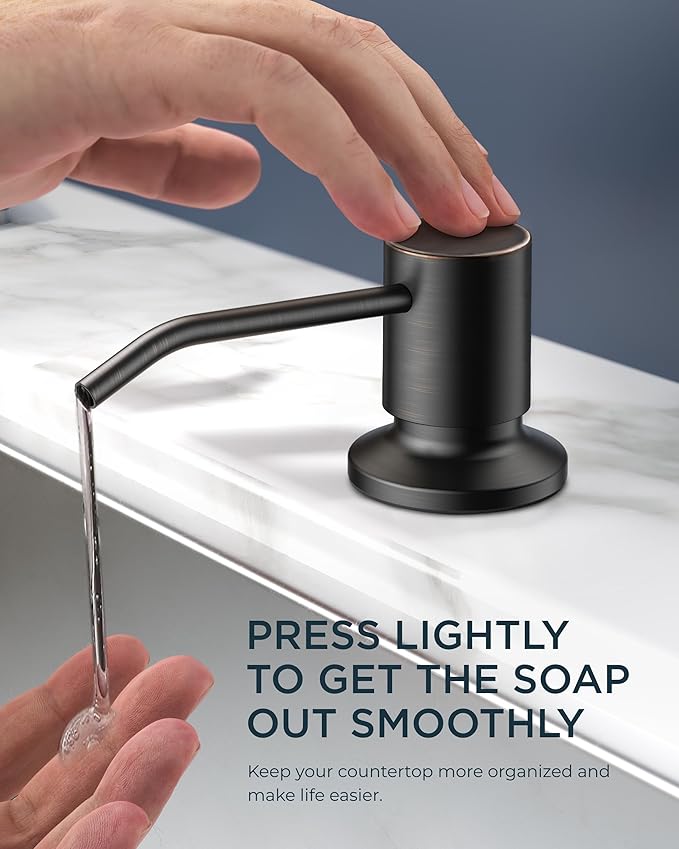 FORIOUS Kitchen Faucet with Soap Dispenser, Single Handle Stainless Steel Transitional Sink Faucet with Pull Down Sprayer 1 or 3 Hole, Suitable for Farmhouse Laundry Camper RV Bar, Oil Rubber Brown