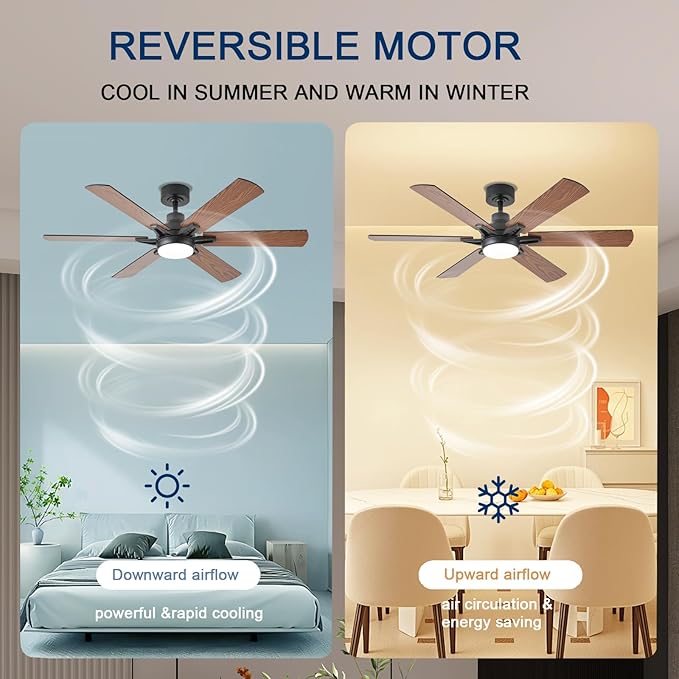 52in Ceiling Fans with Lights RGB Ceiling Fan with Light and Remote/APP Control,Low Profile Ceiling Fans with Lights for Bedroom,Living Room,Kids Room,3CCT Dimmable Modern Ceiling Fan, 8 Speeds,Brown