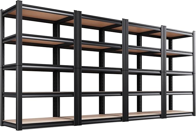 Set of 4 71"H Garage Shelving-5 Tier Garage Storage Shelves,Adjustable Heavy Duty Metal Shelving Unit and Storage Large Rack,Utility Steel Shelf For Warehouse Industrial Pantry Basement 71"x32"x14"