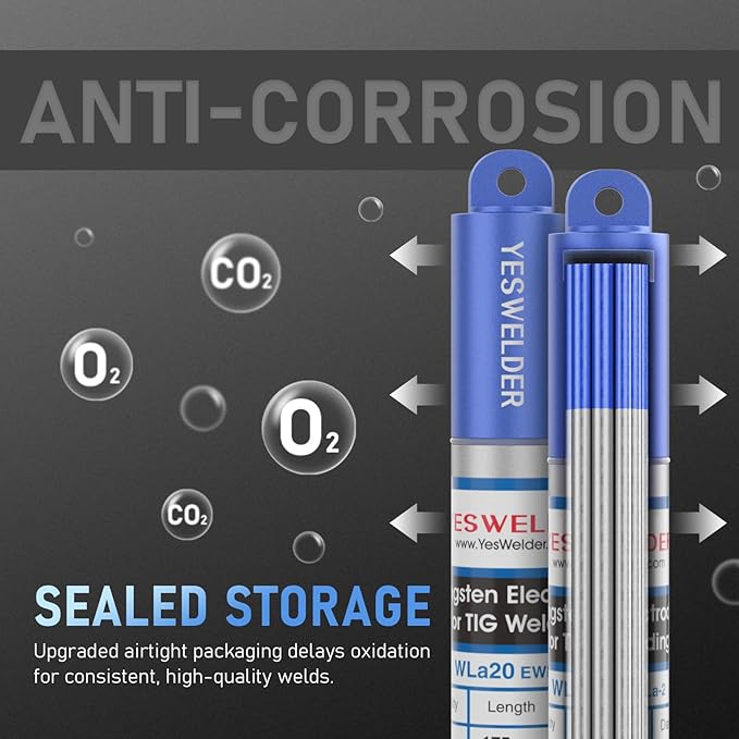 YESWELDER TIG Welding Tungsten Electrode 2% Lanthanated 5pk 3/32" & 5pk 1/8" by 7" Assorted-size (Blue, WL20/EWLa-2)