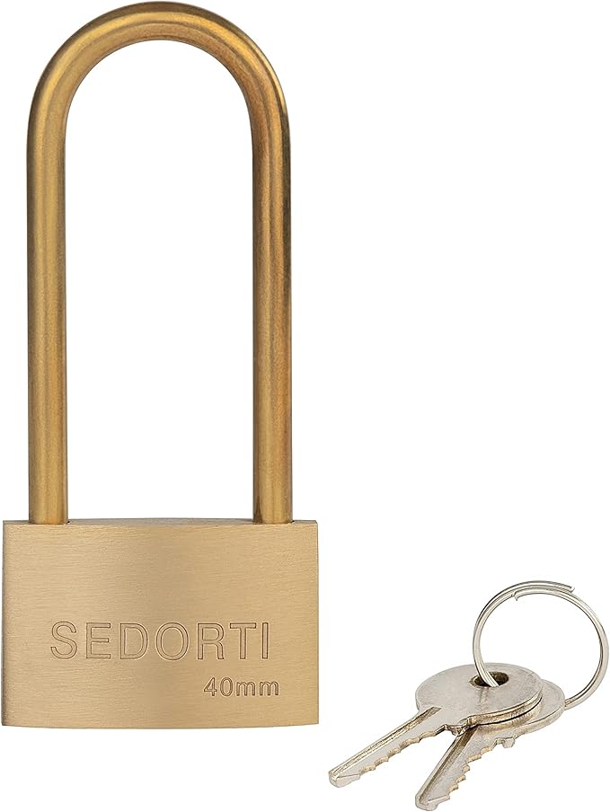 Weather Proof Locks with Same Key#31322, Solid Brass Keyed Alike Padlocks with Long Brass Shackle, Light Duty, 1-1/2" Wide Body, Marine Padlock, Anti Rust Lock, 24 Pack