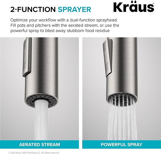 KRAUS Oletto Single Handle Pull Down Kitchen Faucet with QuickDock Top Mount Installation Assembly in Chrome, KPF-2620CH