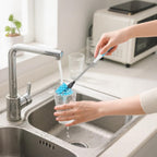 2-in-1 Water Bottle Brush, 14.5-inch Long-Handled Cleaning Brush, Kitchen Scrubber, Lid Cleaner, Suitable for Water Bottles, Cups, Glasses, Baby Bottles, Blue