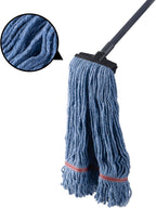 Matthew Commercial&Residential Mop Heavy Duty Industrial Mops with Screw-on Handle(Fit Standard American Screw) Looped-End String Wet Cotton Mops for Home,Office,School - 4 Set&4 Mop Replacements