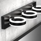 LED Bathroom Light Fixtures, 24inch Black Vanity Lights, Modern 3 Light Acrylic Wall Sconces, 350° Rotatable Wall Lighting Fixture Over Mirror