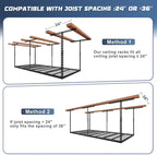 3X6FT Overhead Garage Storage Rack, 22"-48" Height Adjustable Garage Ceiling Storage Racks, Heavy Duty Metal Overhead Storage Organizer System, 450LBS Weight Capacity