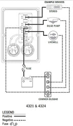 Blue Sea Systems 4321 Circuit Breaker Switch Panel, Black , Gray