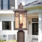 Darkaway Outdoor Post Light,Lamp Post Light Fixture, Waterproof Aluminum Housing with Amber Ripple Glass for Garden Patio Pathway Entry