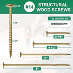 8 Inch Heavy-Duty Outdoor Deck Screws, 50Pcs Star Drive Decking Wood Screws, Rust Resistant Timber Screws for Timber/Log/Landscaping Wood (#14 x 8 Tan)