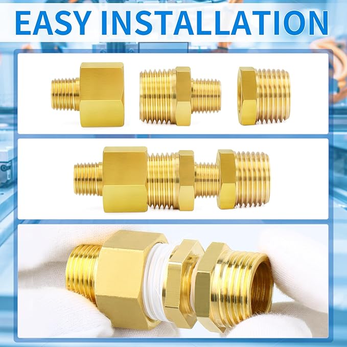 ChillWaves Brass Pipe Fitting, Reducer Adapter 3/8" NPT Female x 1/4" NPT Male Thread Adapter(6-PACK)